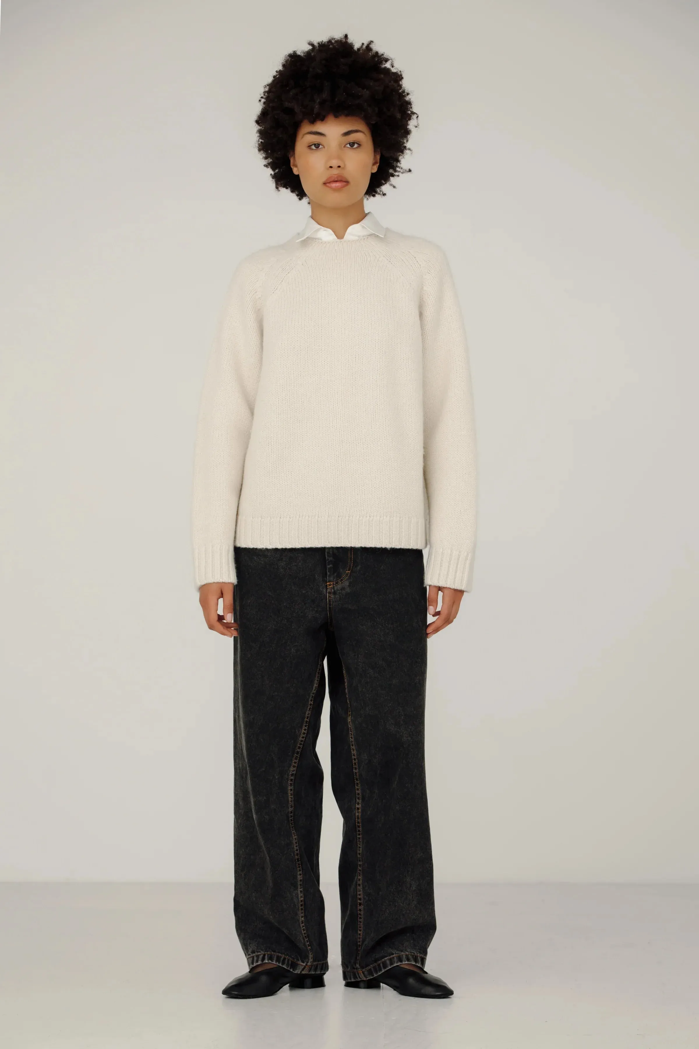 Gia Sweater in Chalk sold by Bare Knitwear