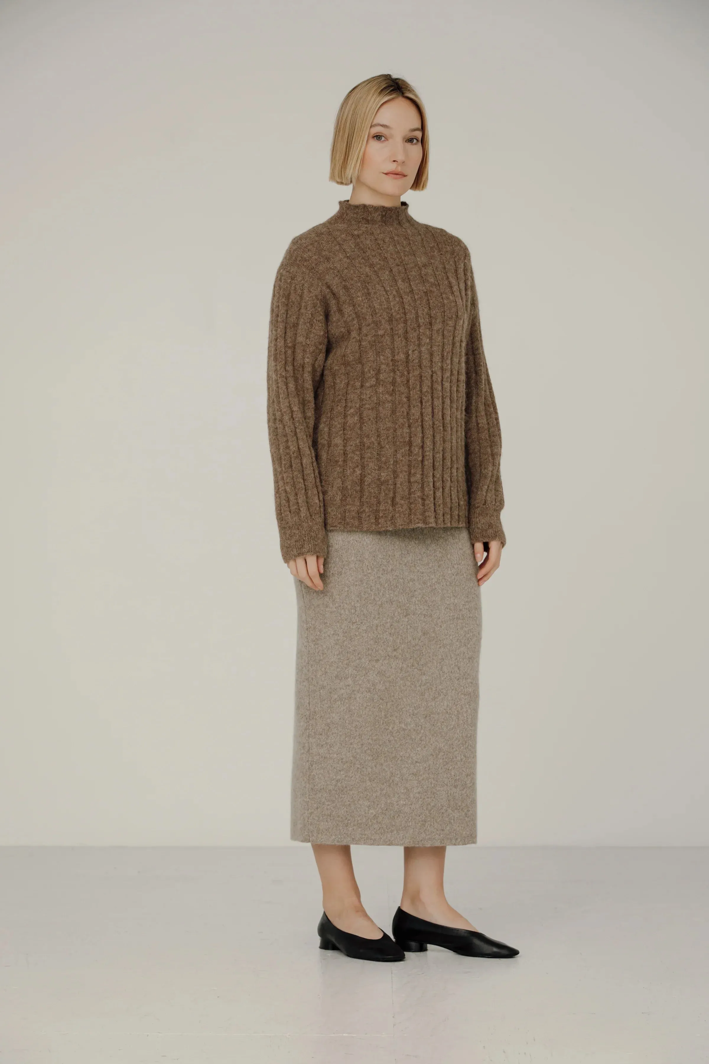 Demi Mock Neck in Rye sold by Bare Knitwear product image thumbnail 2