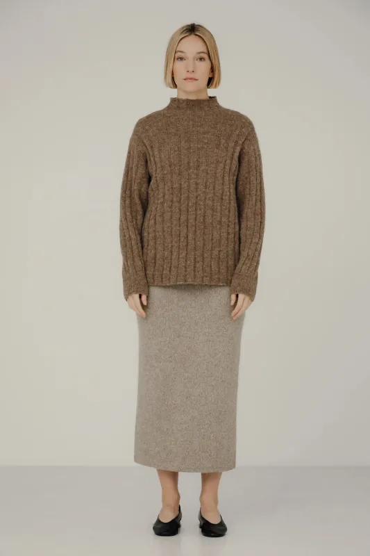 Demi Mock Neck in Rye made by Bare Knitwear
