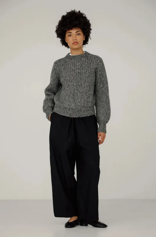 Cora Crew Neck in Granite made by Bare Knitwear