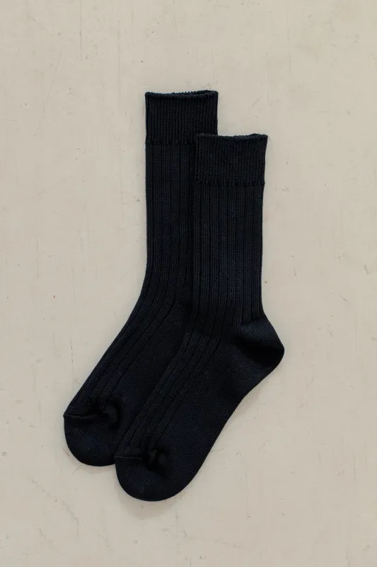 Egyptian Cotton Ribbed Socks in Black made by Bare Knitwear