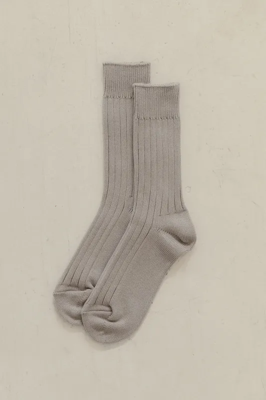 Egyptian Cotton Ribbed Socks in Grey made by Bare Knitwear