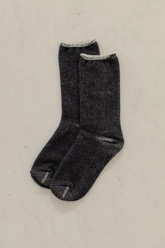 Silk Cotton Lounge Socks in Charcoal made by Bare Knitwear