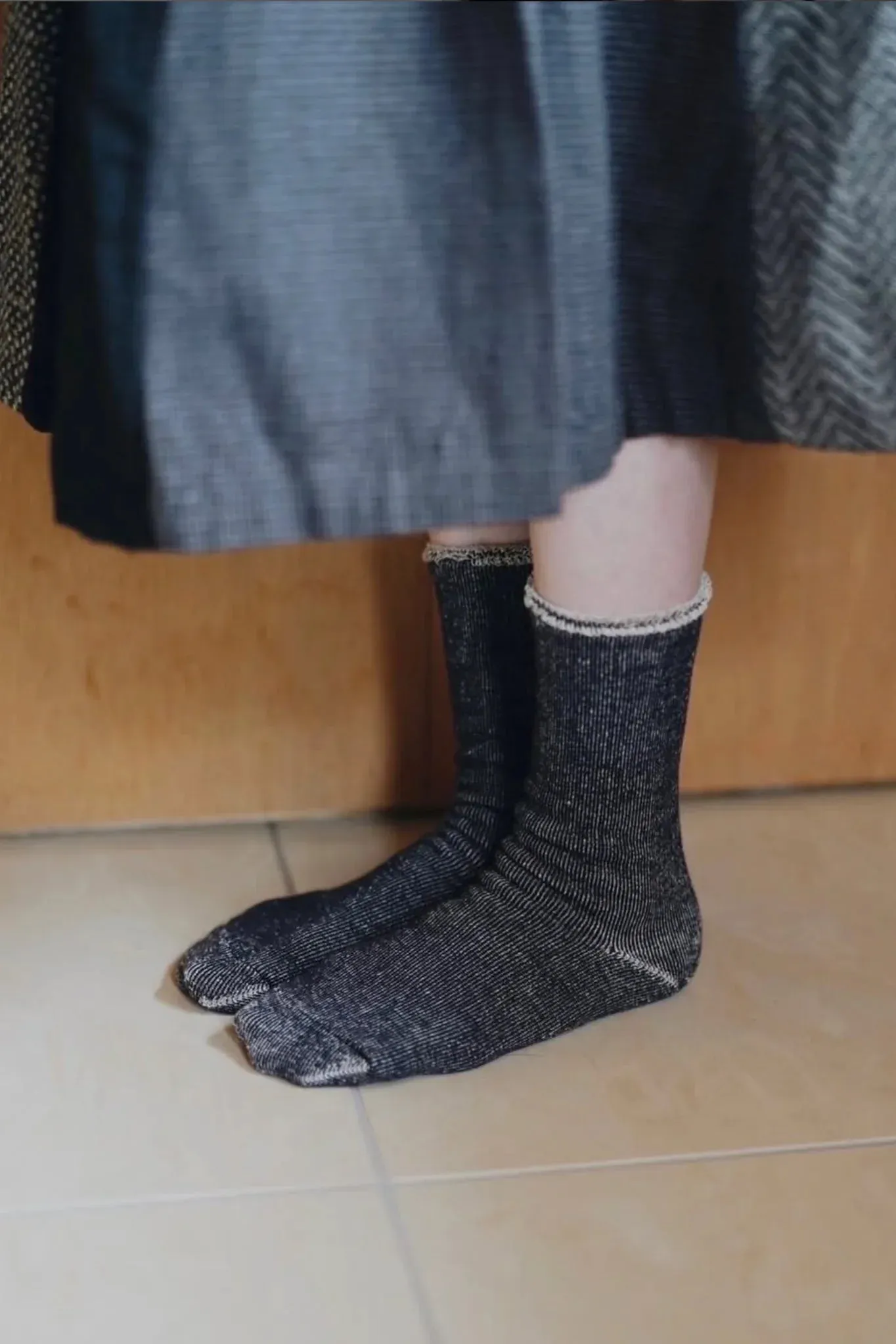 Silk Cotton Lounge Socks in Charcoal sold by Bare Knitwear product image thumbnail 3