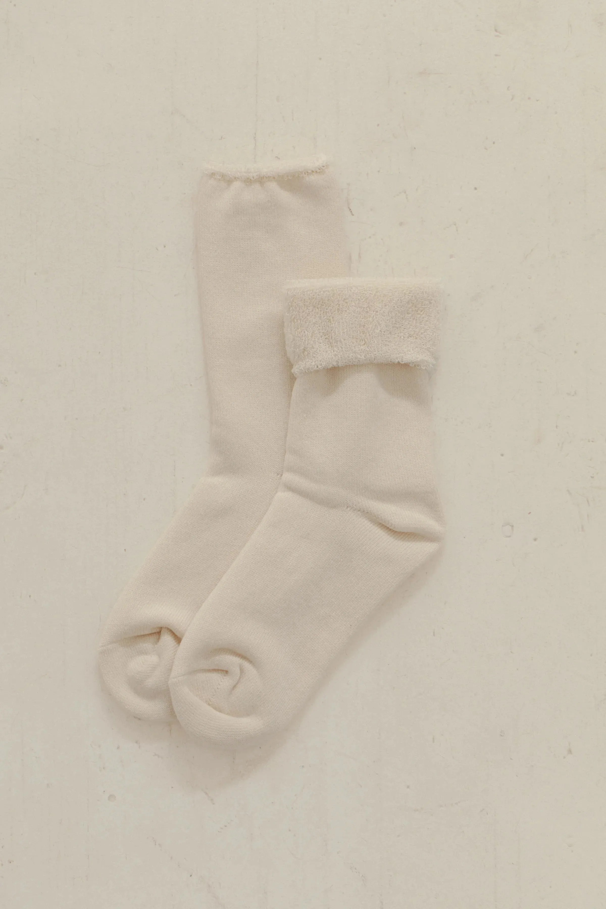 Silk Cotton Lounge Socks in Ivory sold by Bare Knitwear