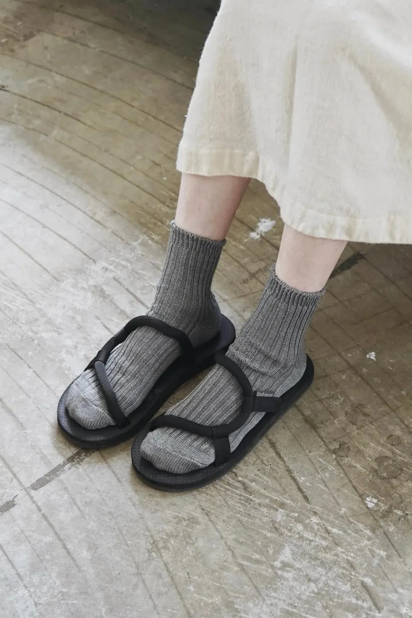 Linen Ribbed Socks in Beige sold by Bare Knitwear product image thumbnail 3