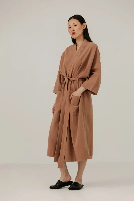 Baja House Robe in Umber made by Bare Knitwear
