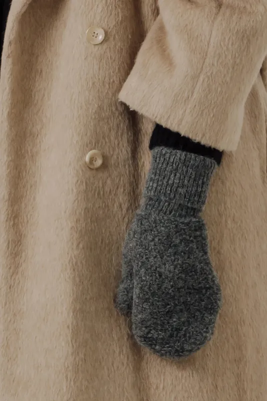 Alpaca Boucle Mittens in Stone made by Bare Knitwear