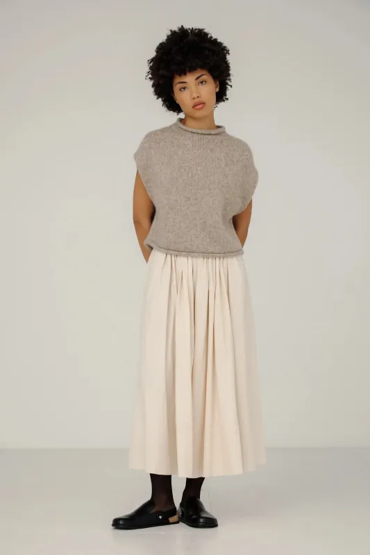 Alpaca Iris Vest in Fawn made by Bare Knitwear