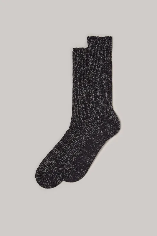 Hemp Cotton Ribbed Socks in Midnight made by Bare Knitwear
