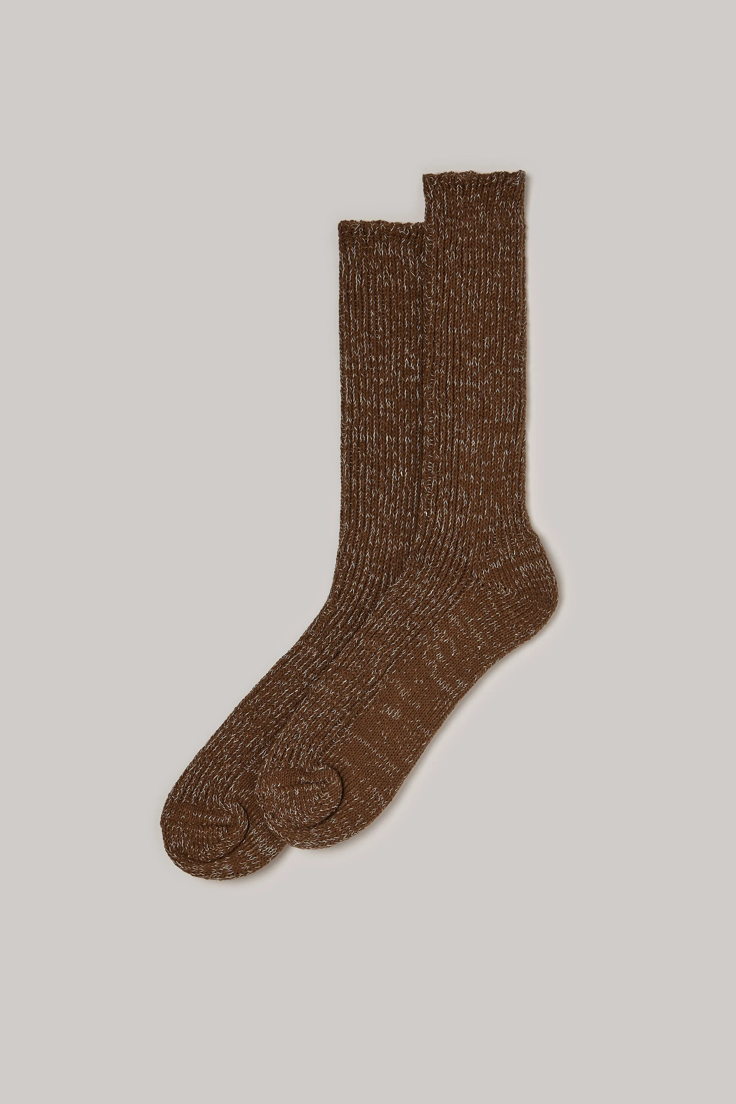Hemp Cotton Ribbed Socks in Khaki sold by Bare Knitwear