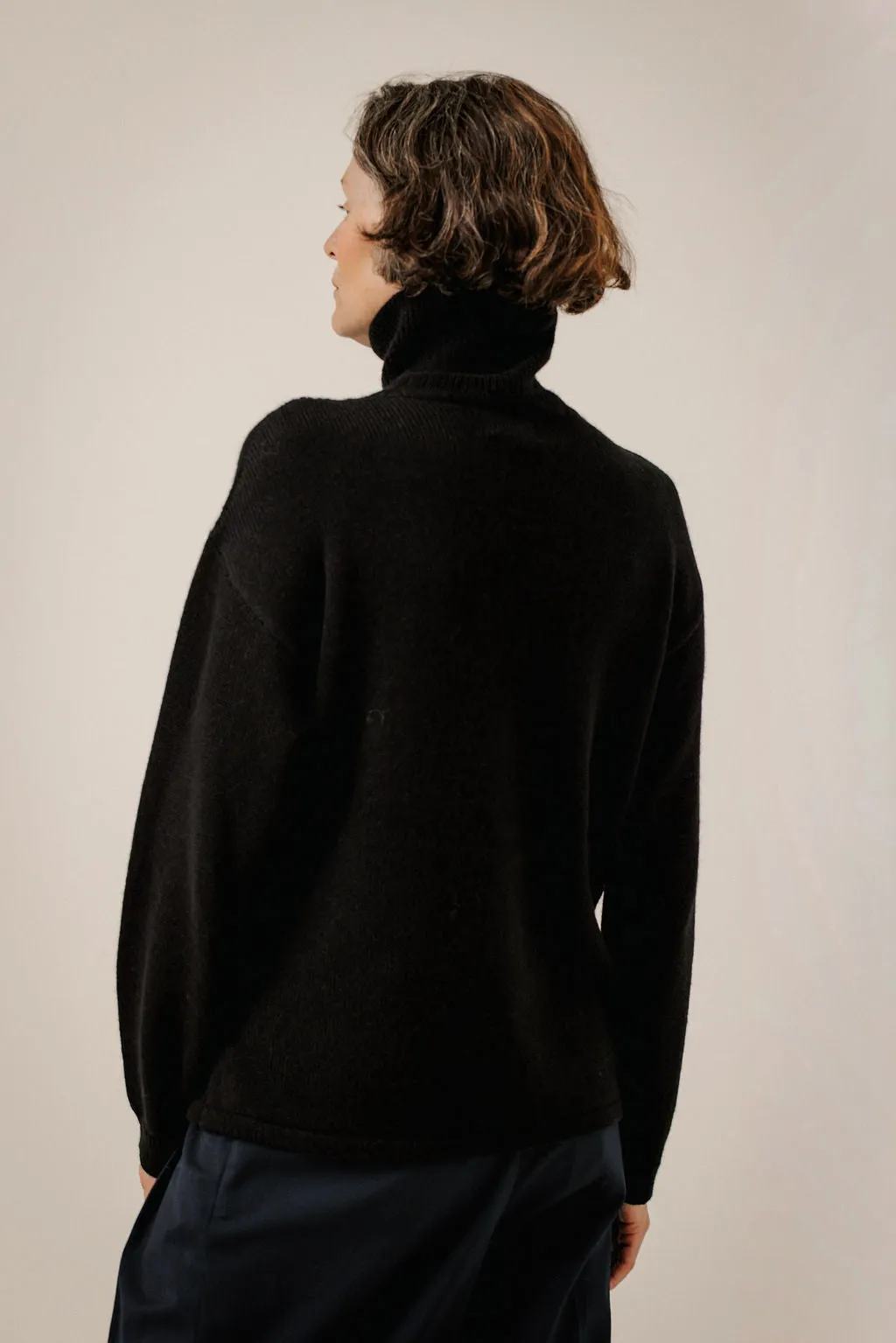 Asymmetric Funnel Neck in Classic Black sold by Bare Knitwear product image thumbnail 3
