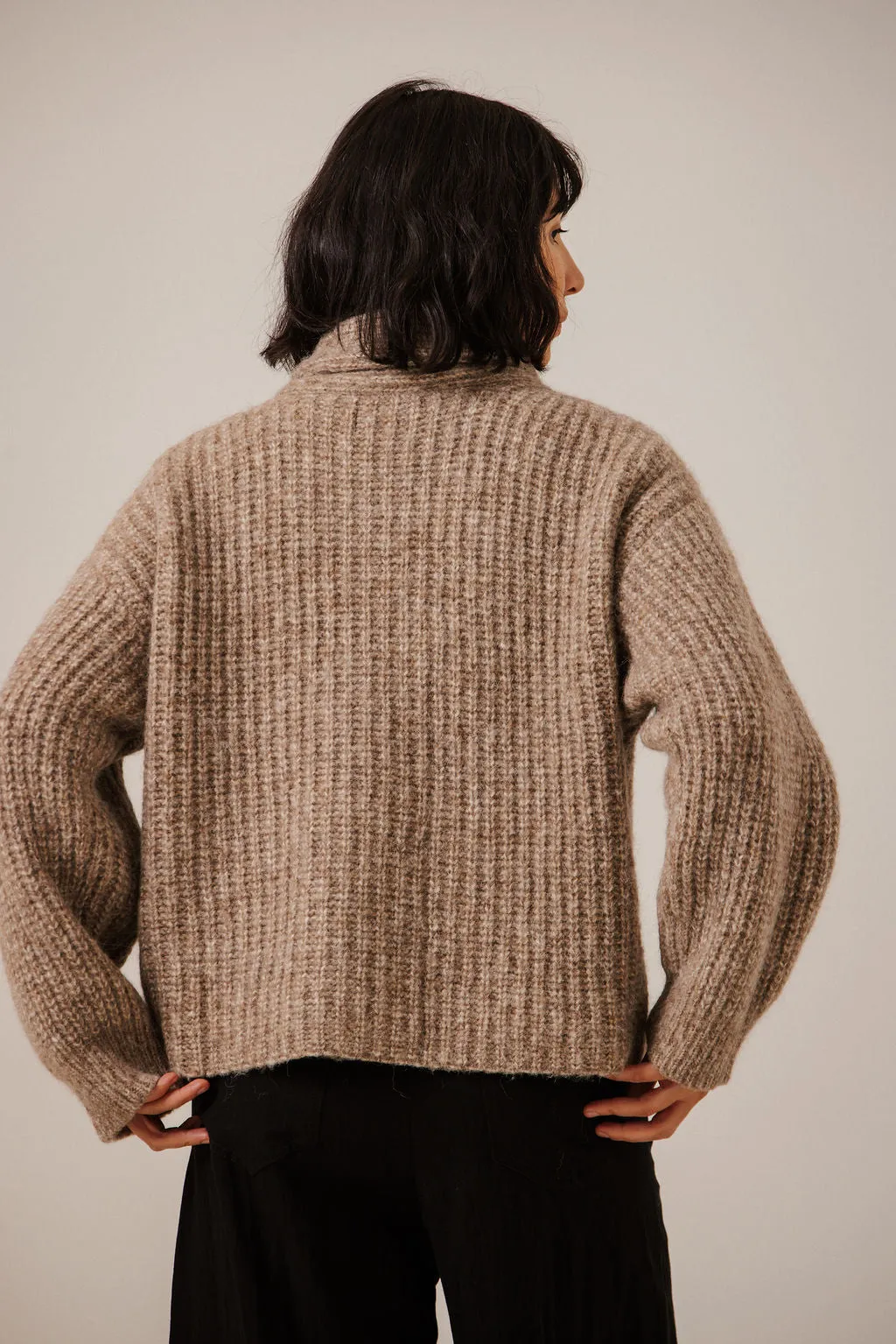 Oversized Shawl Cardigan in Dark Fawn sold by Bare Knitwear product image thumbnail 3