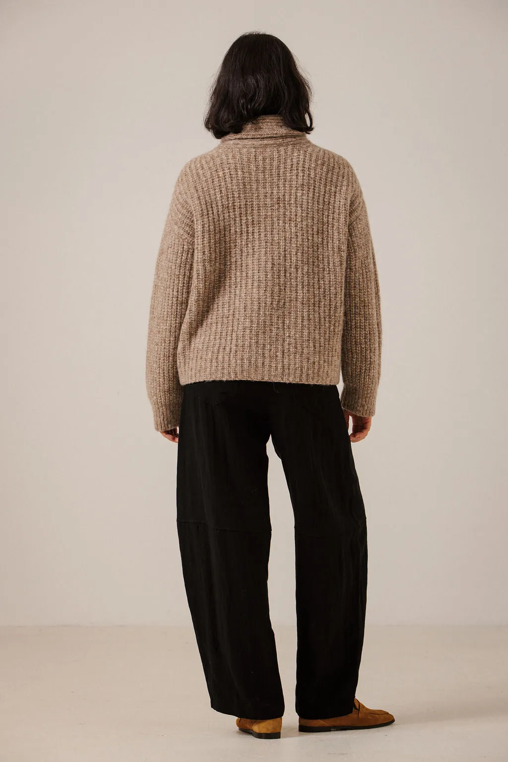 Oversized Shawl Cardigan in Dark Fawn sold by Bare Knitwear product image thumbnail 4
