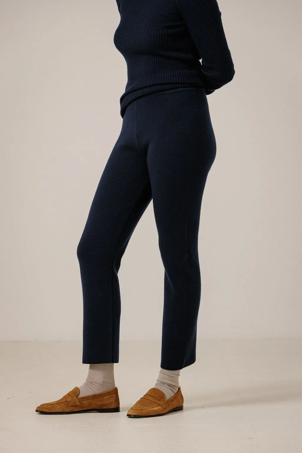 Merino Slim Pant in Navy sold by Bare Knitwear product image thumbnail 2