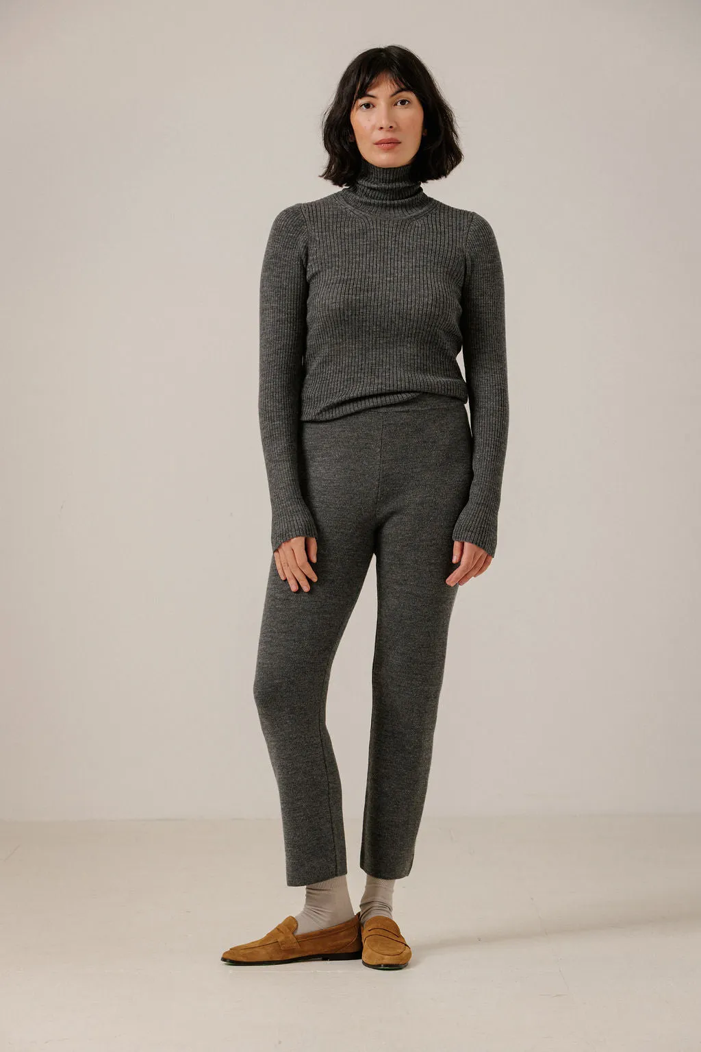 Merino Slim Pant in Charcoal sold by Bare Knitwear