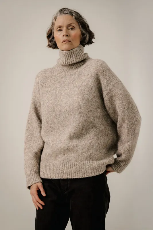 Oversized Alpaca Turtleneck in Marble made by Bare Knitwear