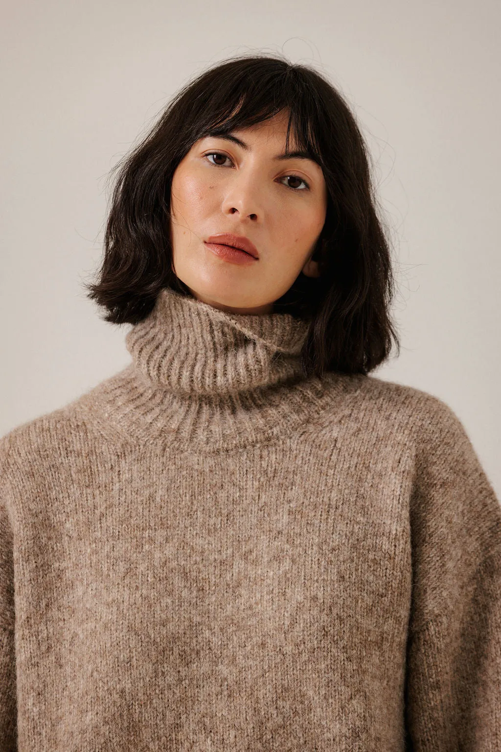 Oversized Alpaca Turtleneck in Dark Fawn sold by Bare Knitwear product image thumbnail 4