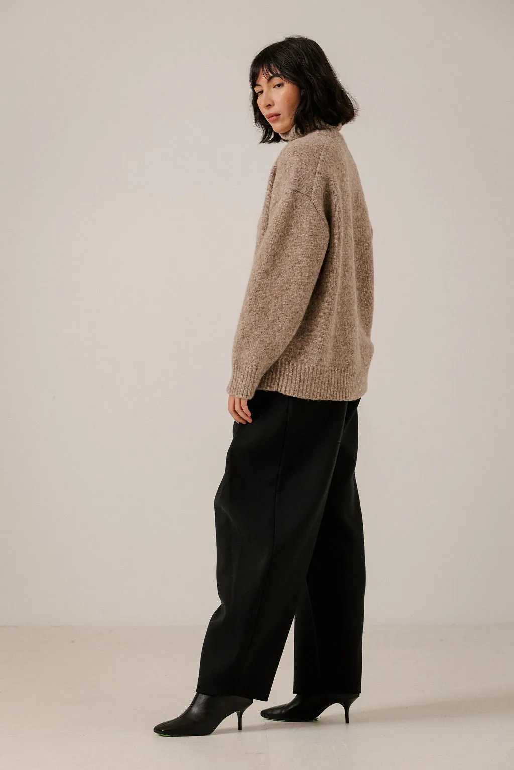 Oversized Alpaca Turtleneck in Dark Fawn sold by Bare Knitwear product image thumbnail 2
