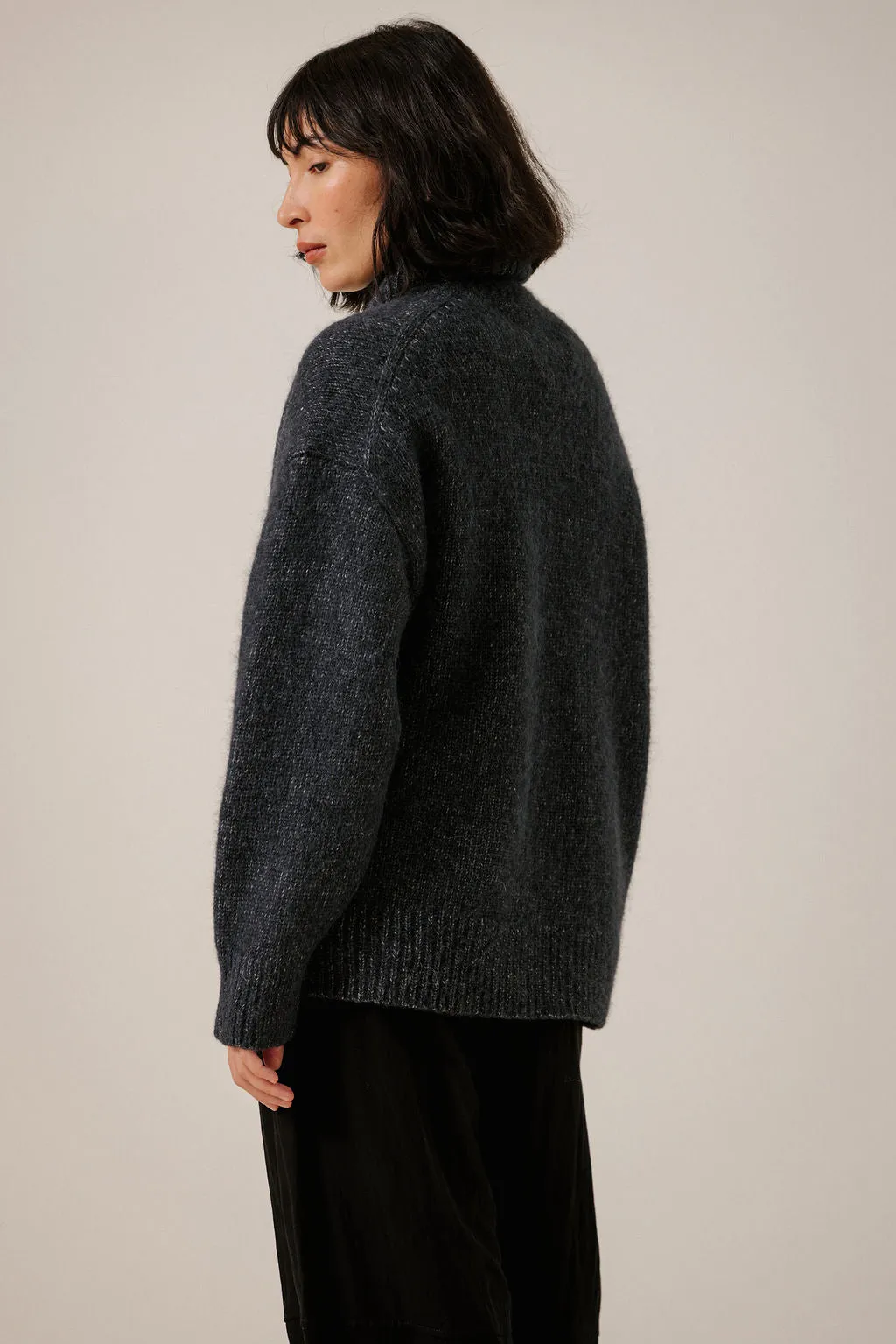 Oversized Alpaca Turtleneck in Dark Navy sold by Bare Knitwear product image thumbnail 3