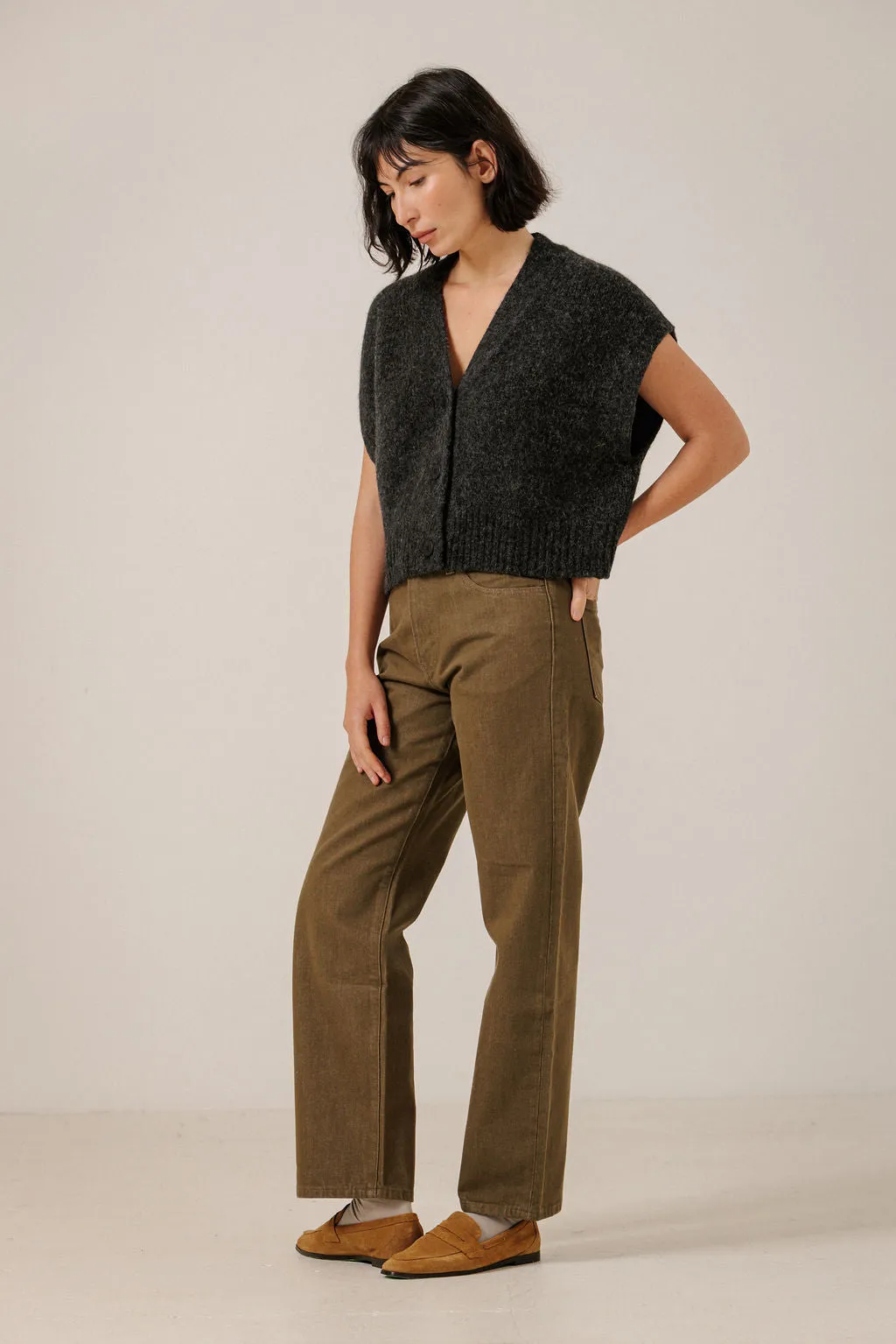 Alpaca Button Down Vest in Basalt sold by Bare Knitwear product image thumbnail 2