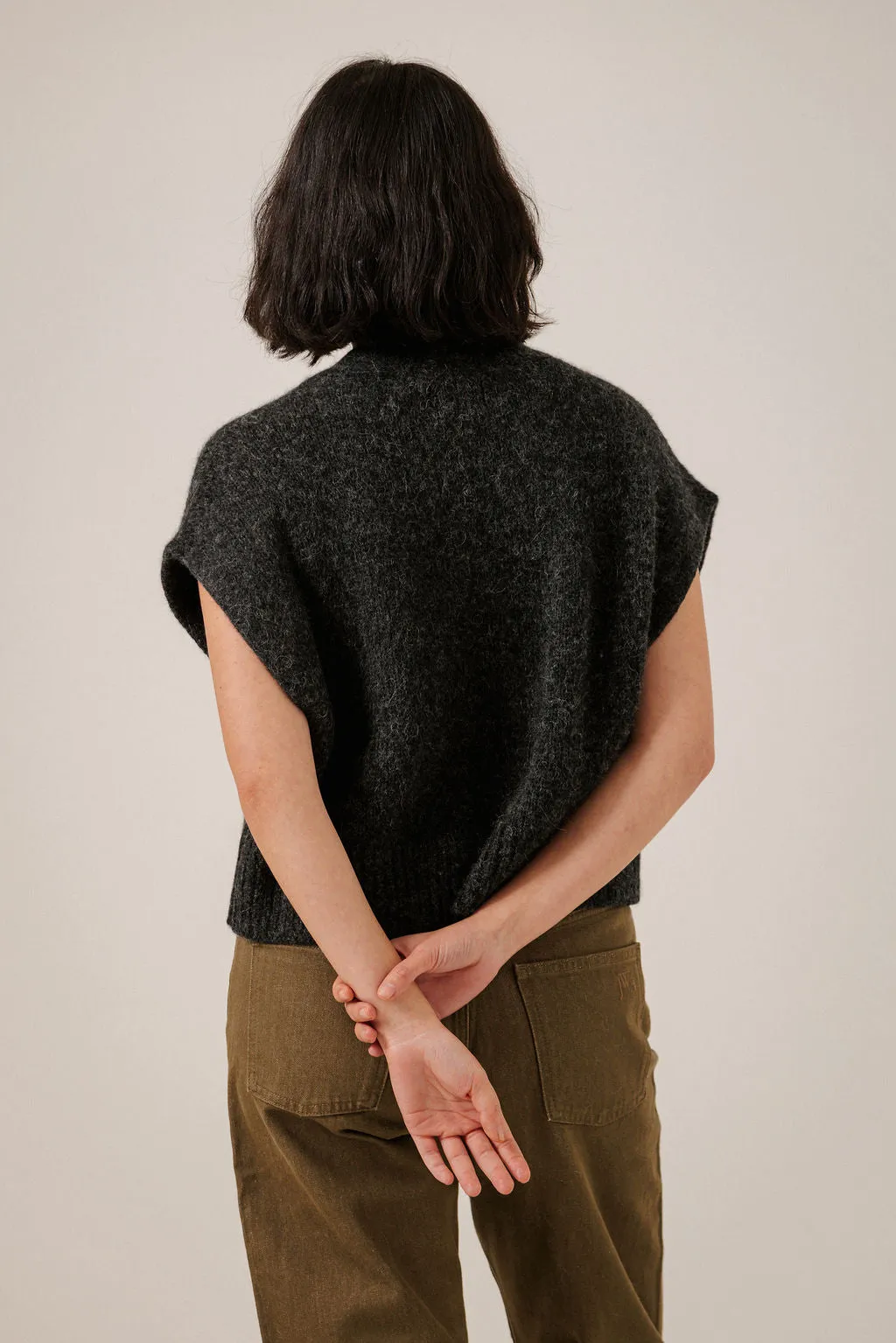 Alpaca Button Down Vest in Basalt sold by Bare Knitwear product image thumbnail 3