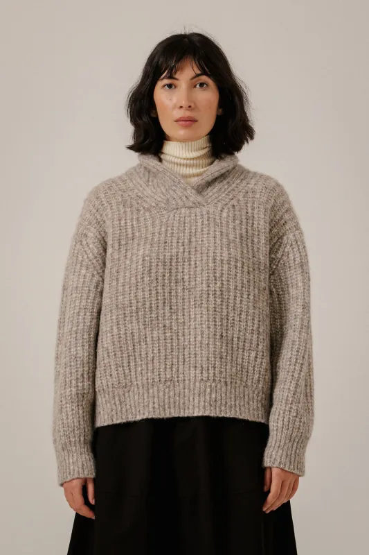 Oversized Shawl Pullover in Marble made by Bare Knitwear