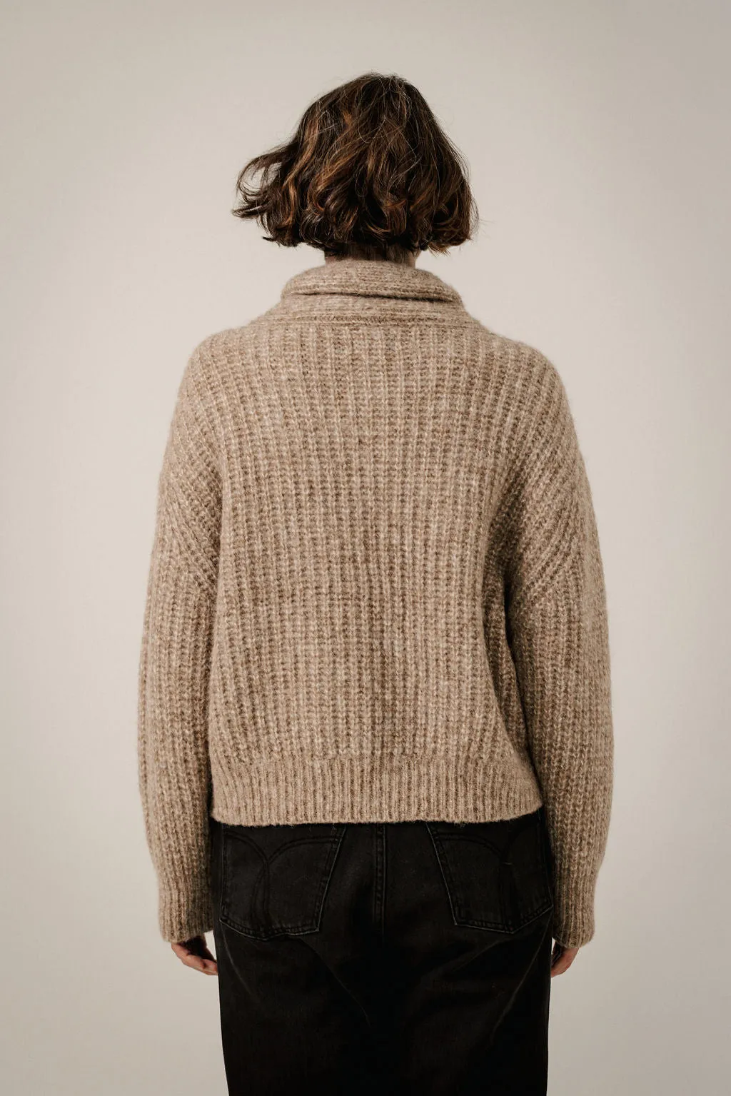 Oversized Shawl Pullover in Dark Fawn sold by Bare Knitwear product image thumbnail 3