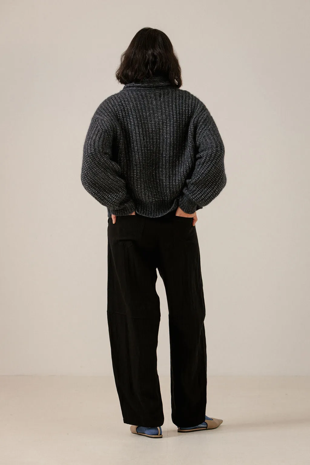 Oversized Shawl Pullover in Dark Navy sold by Bare Knitwear product image thumbnail 3