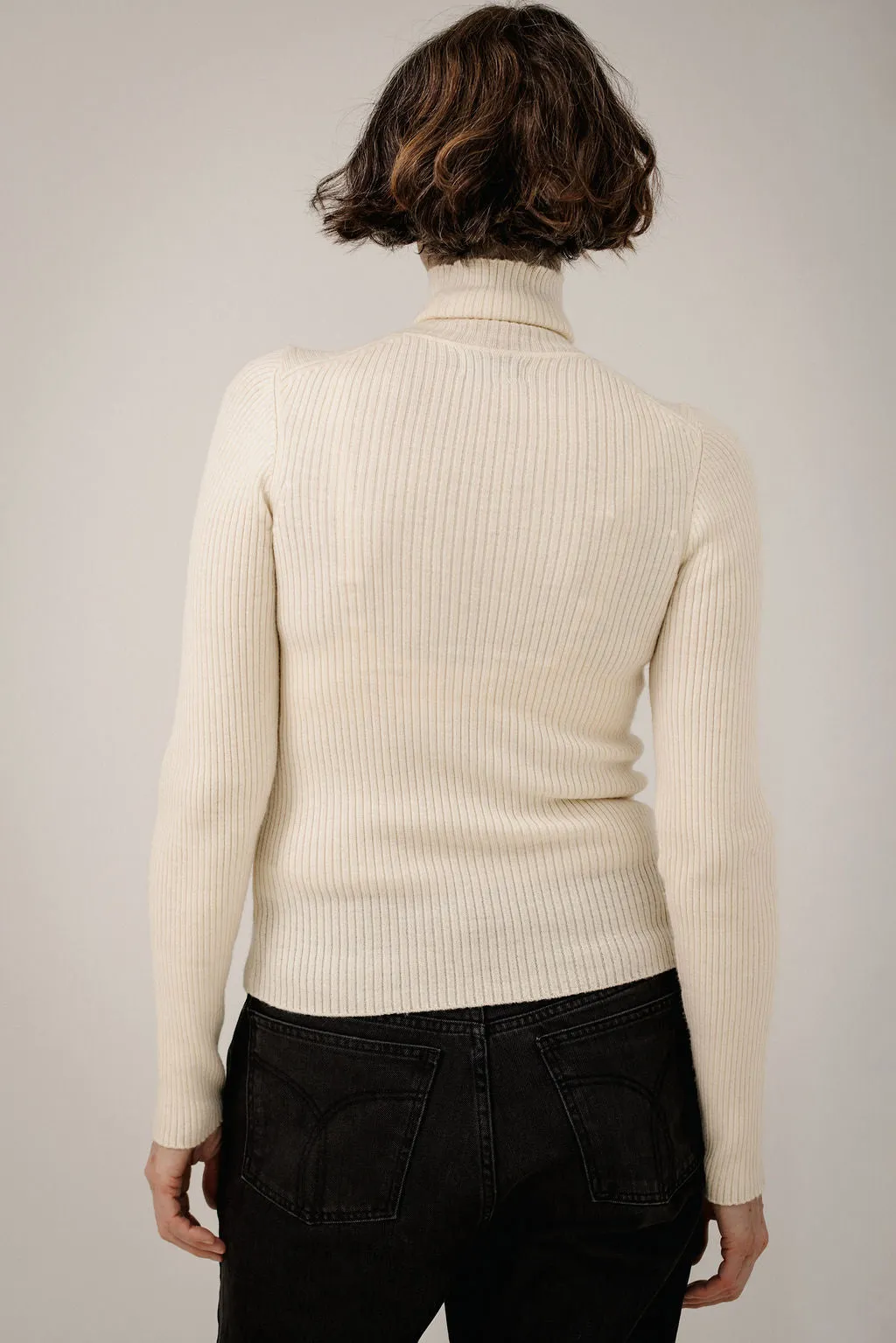 Fine Merino Turtleneck in Ivory sold by Bare Knitwear product image thumbnail 3