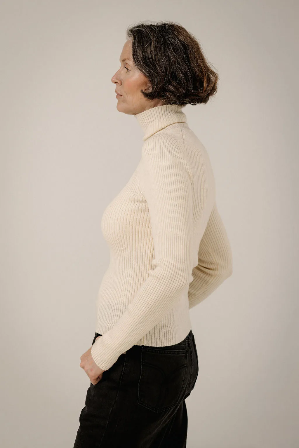 Fine Merino Turtleneck in Ivory sold by Bare Knitwear product image thumbnail 2