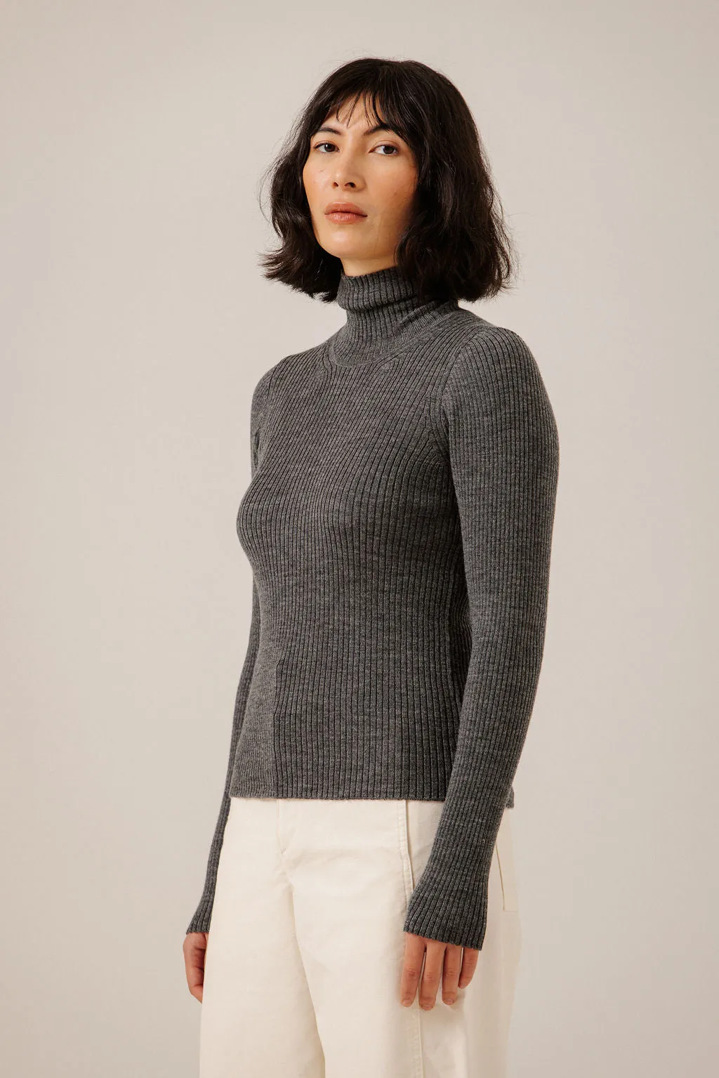 Fine Merino Turtleneck in Charcoal sold by Bare Knitwear product image thumbnail 2