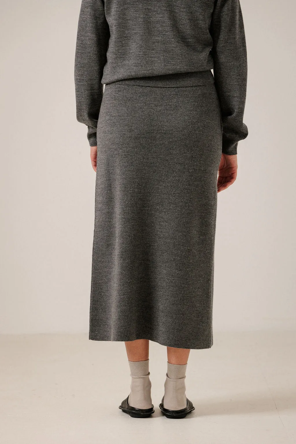 Asymmetric Midi Skirt in Charcoal sold by Bare Knitwear product image thumbnail 3