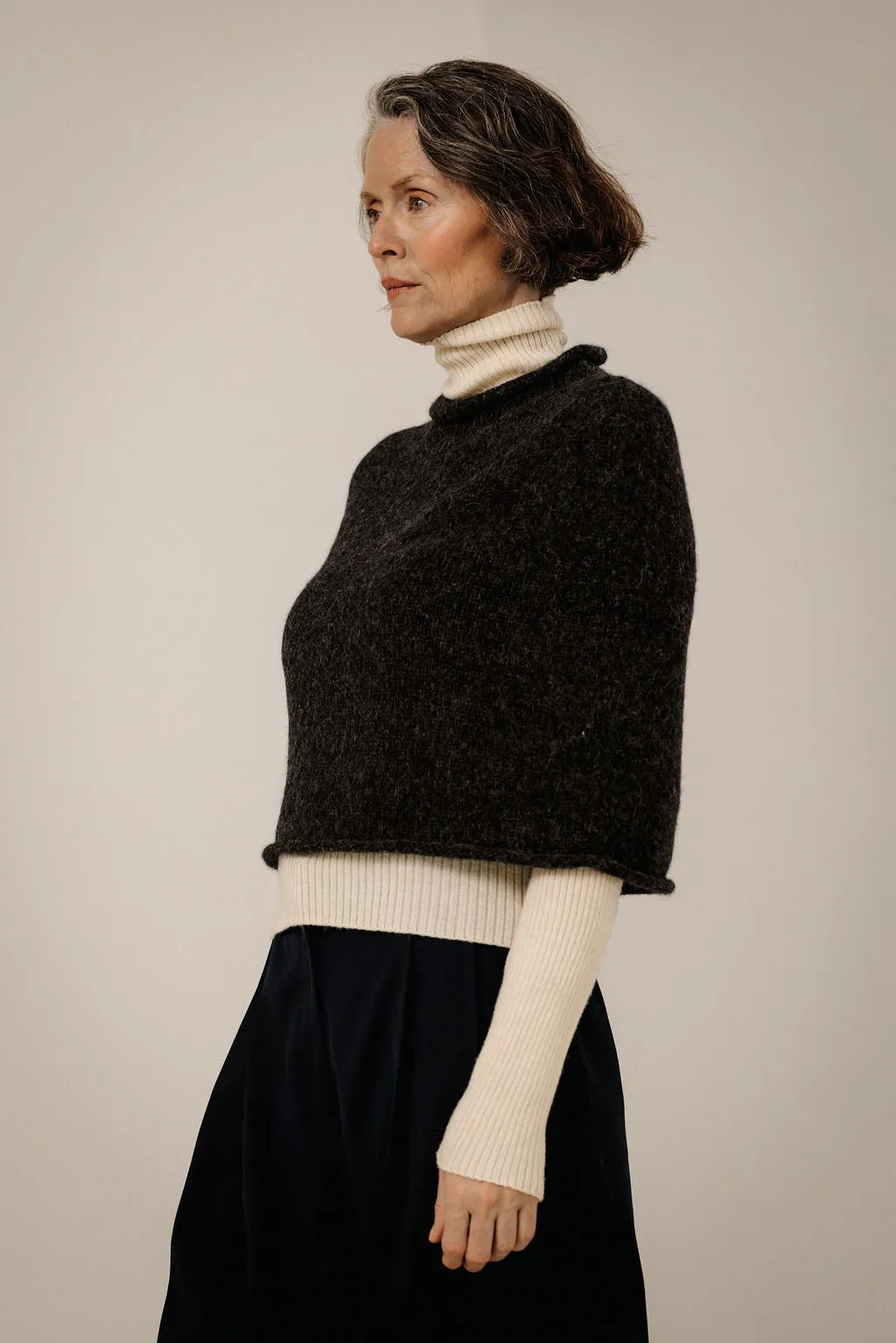 Seamless Alpaca Poncho in Basalt sold by Bare Knitwear product image thumbnail 3