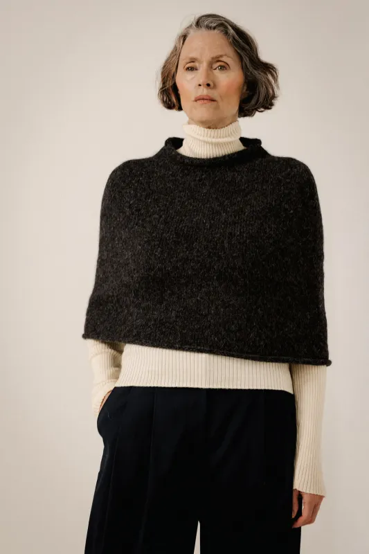 Seamless Alpaca Poncho in Basalt made by Bare Knitwear