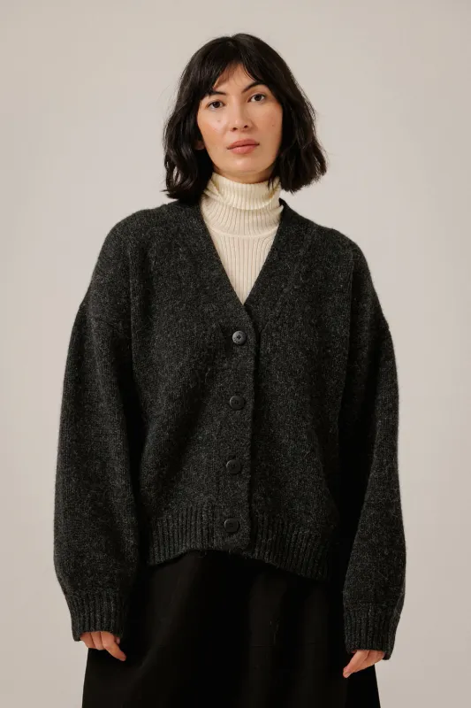 Oversized Alpaca Cardigan in Basalt made by Bare Knitwear