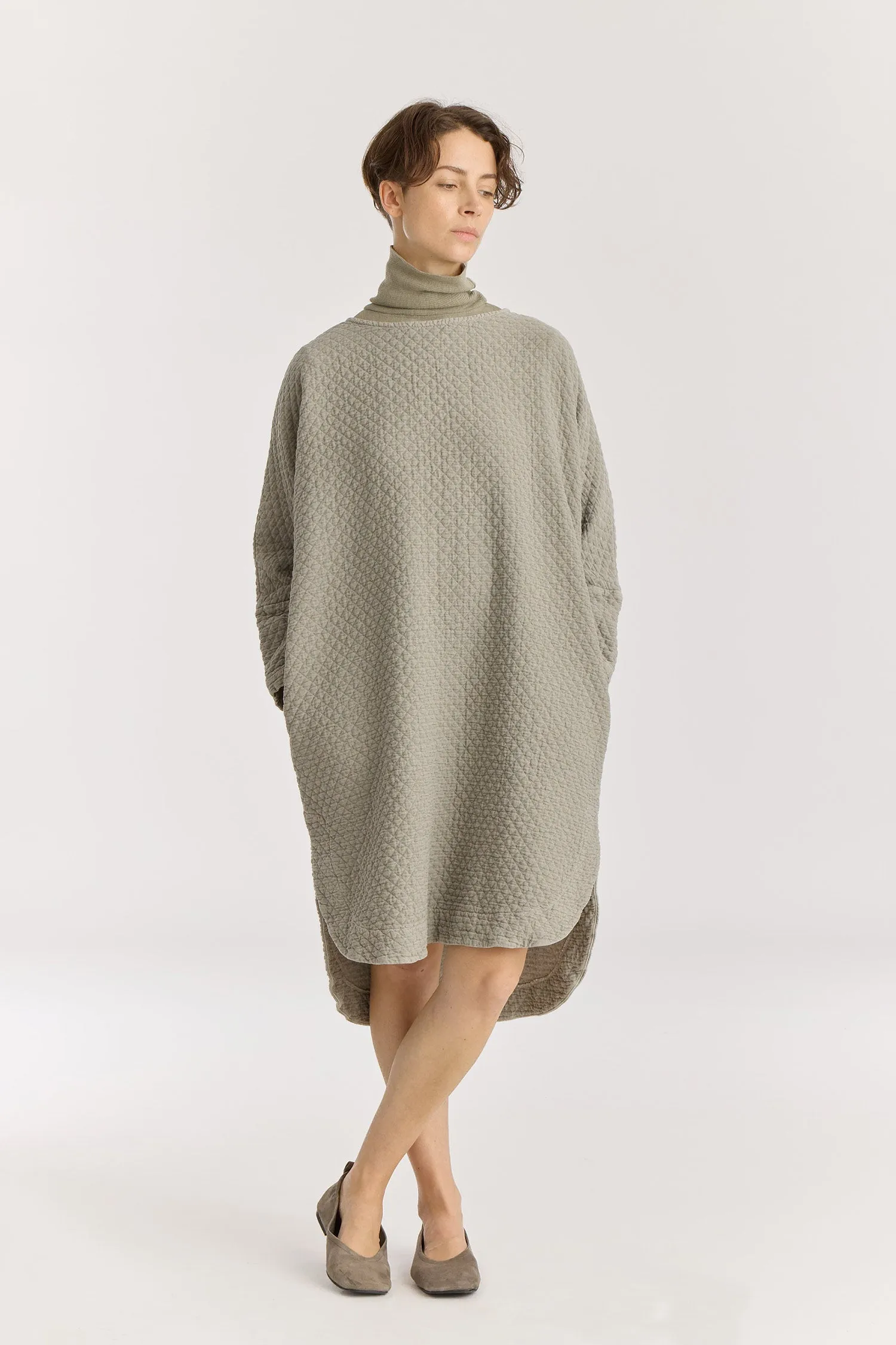 DIAMOND QUILTED PAINTER DRESS / LIMESTONE sold by Black Crane product image thumbnail 2