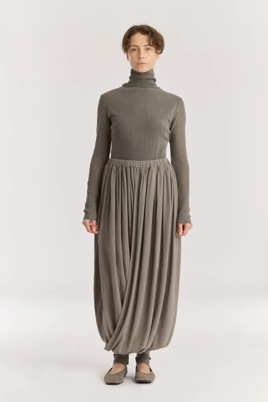 DOUBLE-LAYERED DRAPY SKIRT / DK. STONE sold by Black Crane