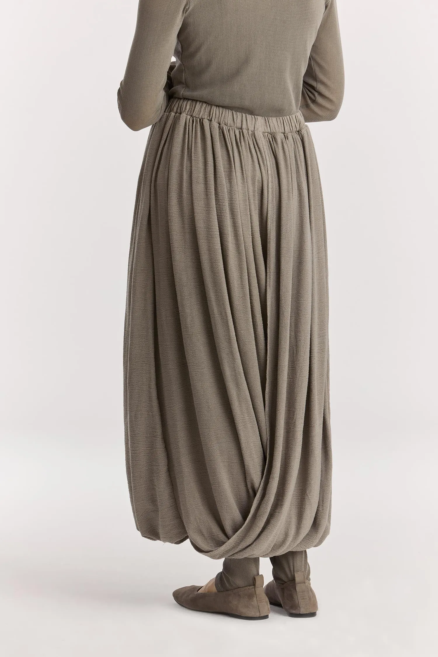 DOUBLE-LAYERED DRAPY SKIRT / DK. STONE sold by Black Crane product image thumbnail 5