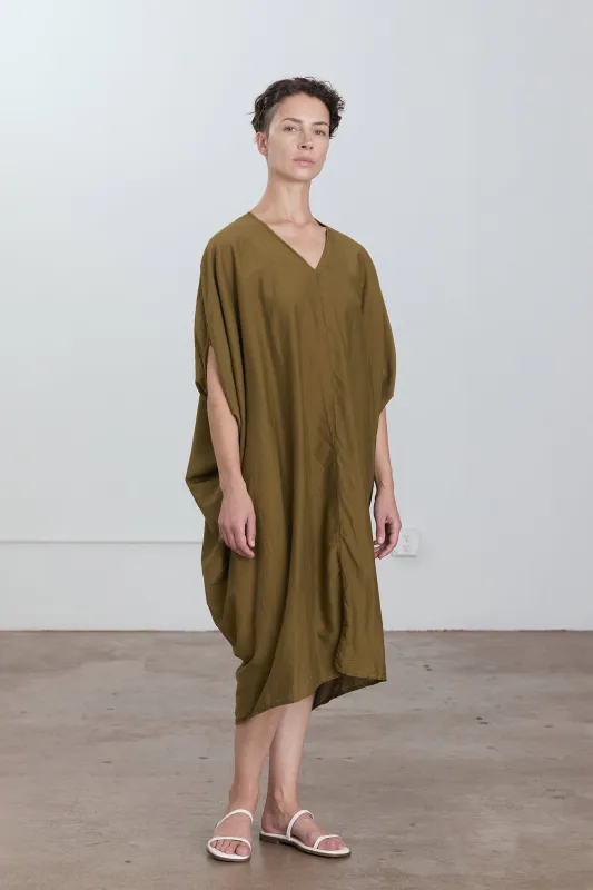 DRAPED DRESS / DK. OLIVE sold by Black Crane