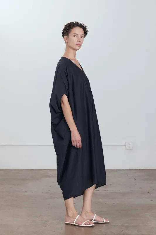 DRAPED DRESS / FADED BLACK sold by Black Crane