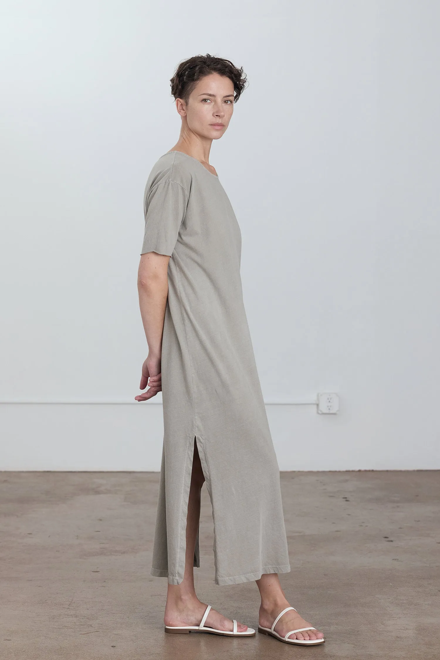 ORGANIC COTTON LONG TEE DRESS / GREY sold by Black Crane product image thumbnail 2