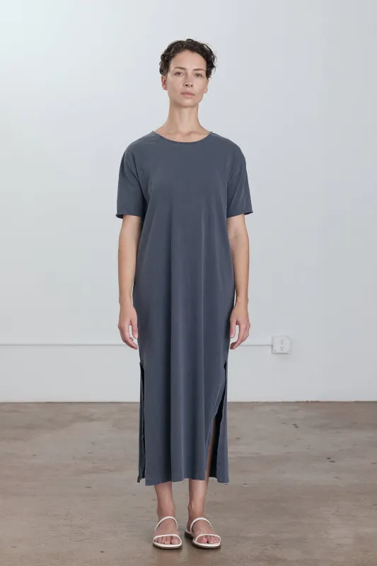 ORGANIC COTTON LONG TEE DRESS / INDIGO made by Black Crane