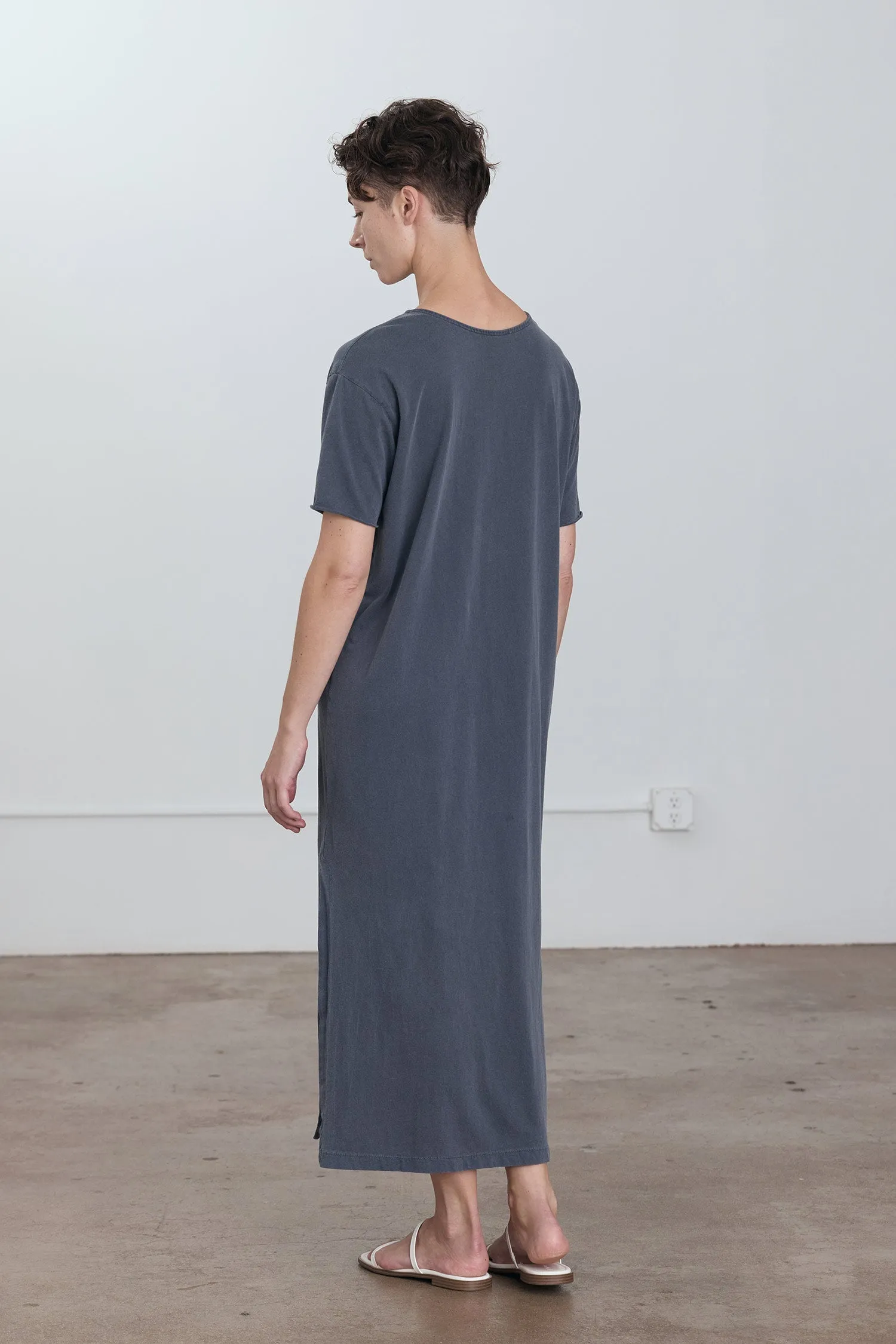 ORGANIC COTTON LONG TEE DRESS / INDIGO sold by Black Crane product image thumbnail 3