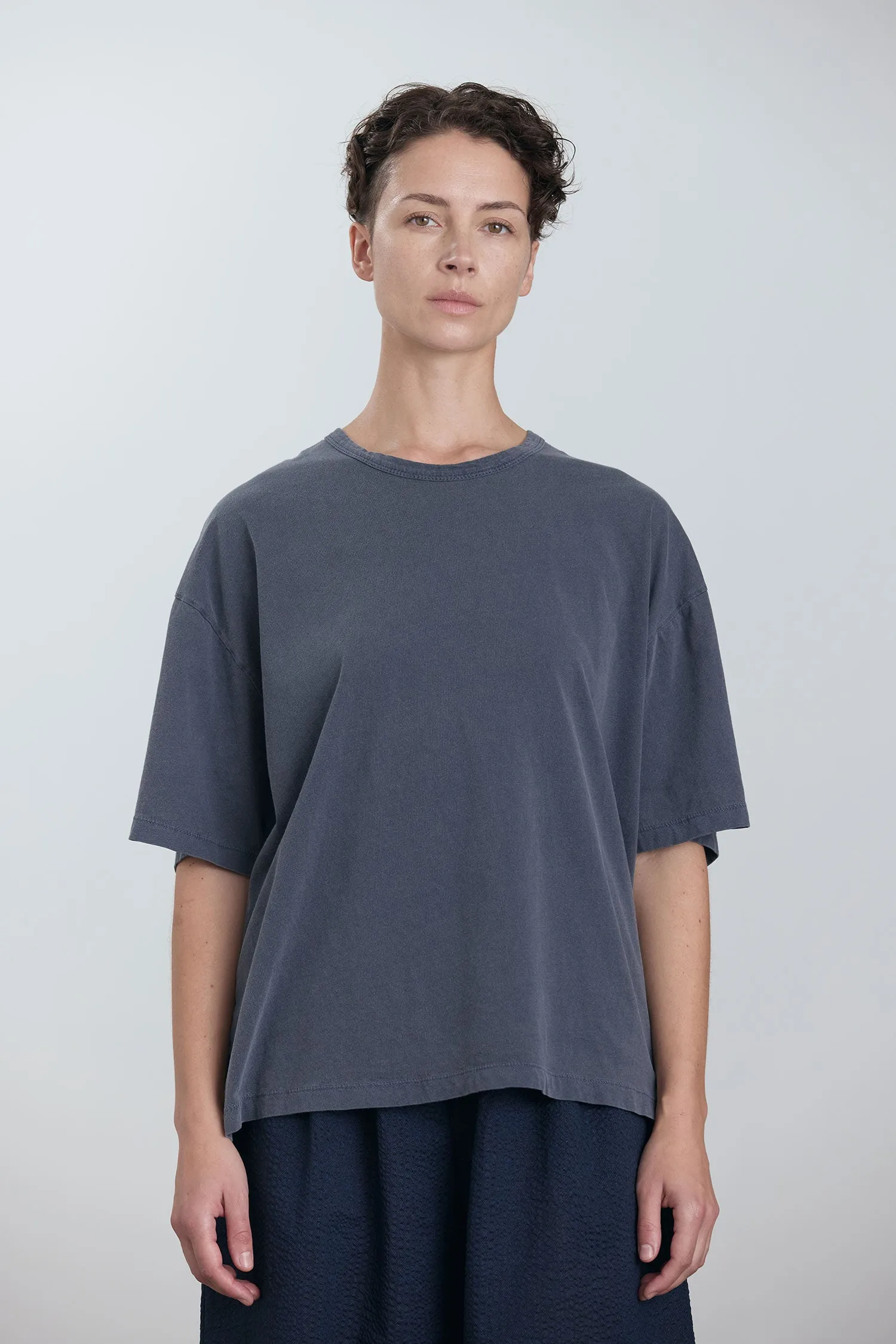 ORGANIC COTTON WIDE SHORT SLEEVE TEE / INDIGO sold by Black Crane product image thumbnail 2