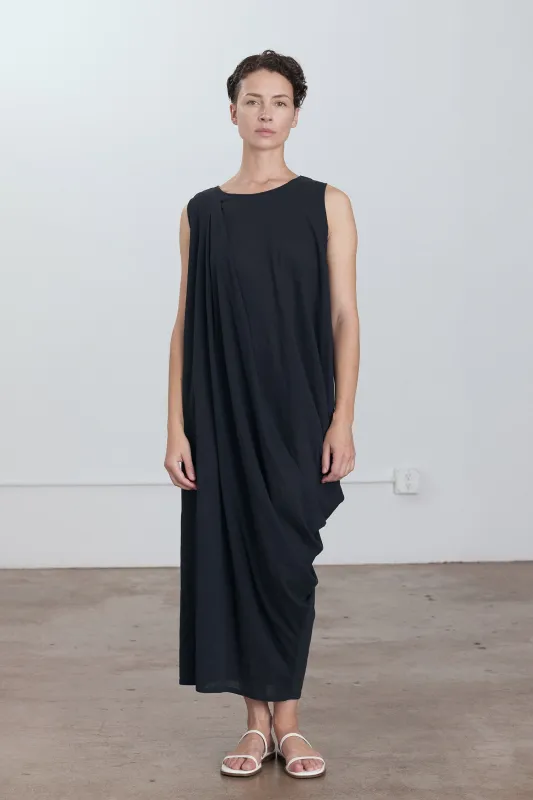 GREEK COLUMN DRESS / SUMI BLACK made by Black Crane