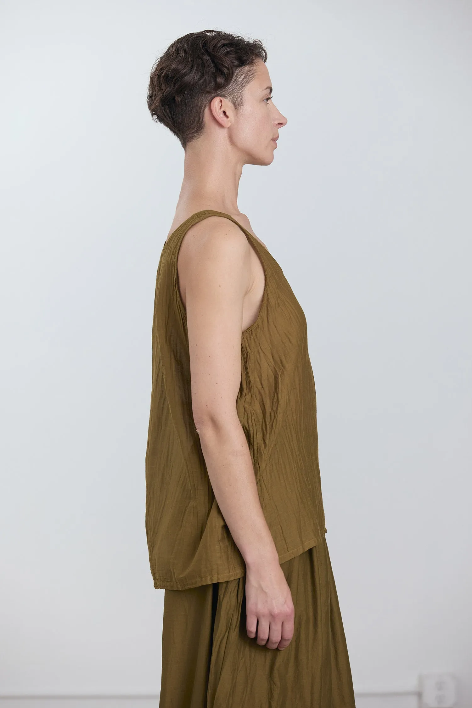 LOOSE TANK TOP / DK. OLIVE sold by Black Crane product image thumbnail 4