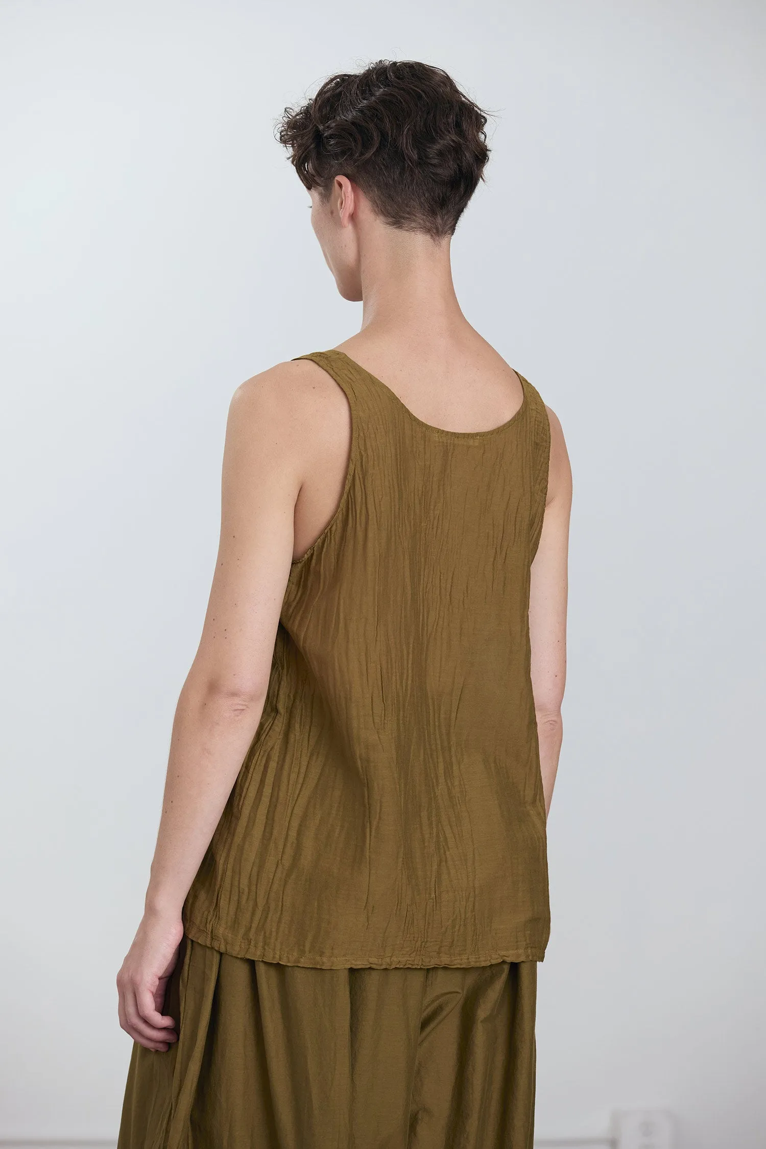 LOOSE TANK TOP / DK. OLIVE sold by Black Crane product image thumbnail 5