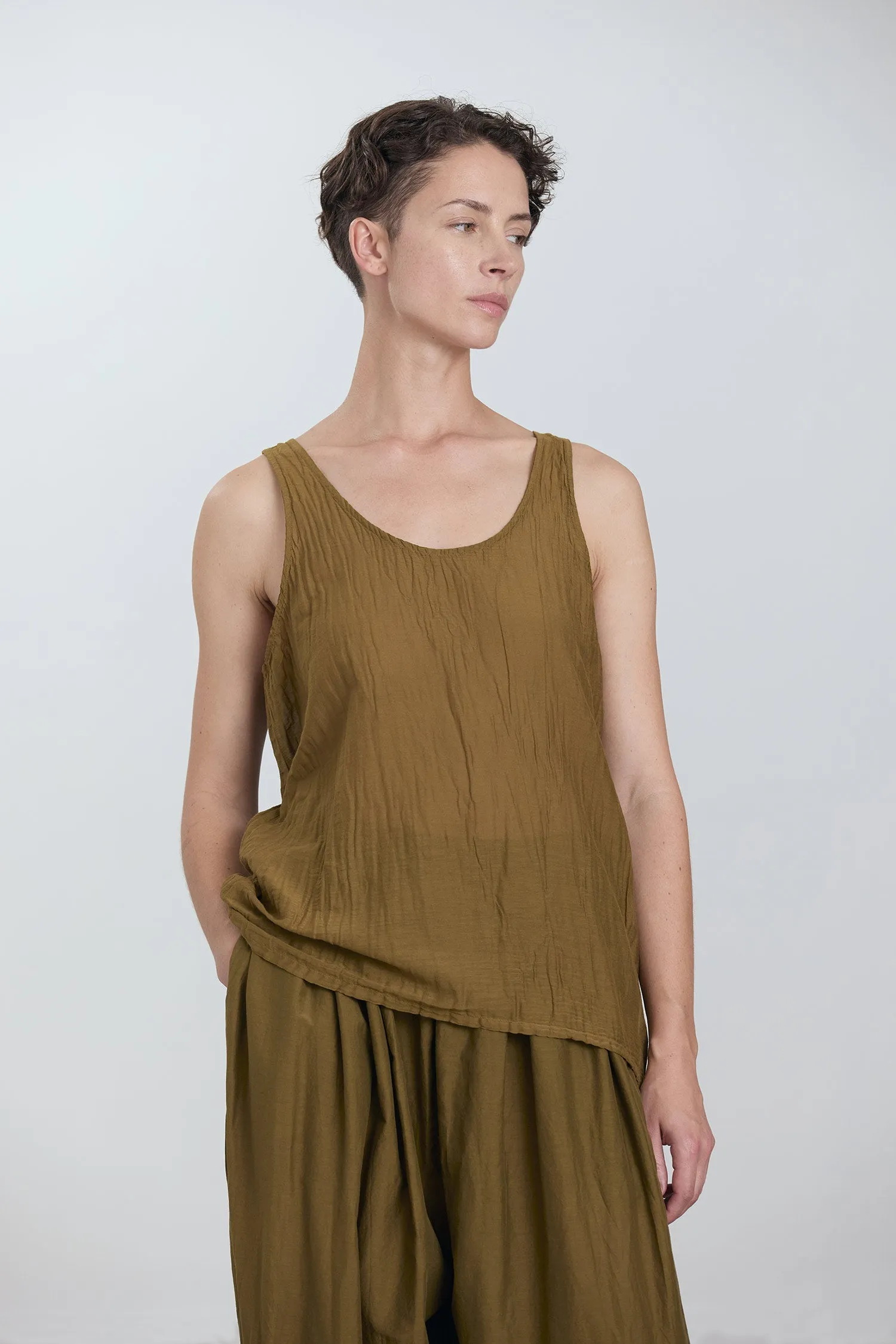 LOOSE TANK TOP / DK. OLIVE sold by Black Crane product image thumbnail 3