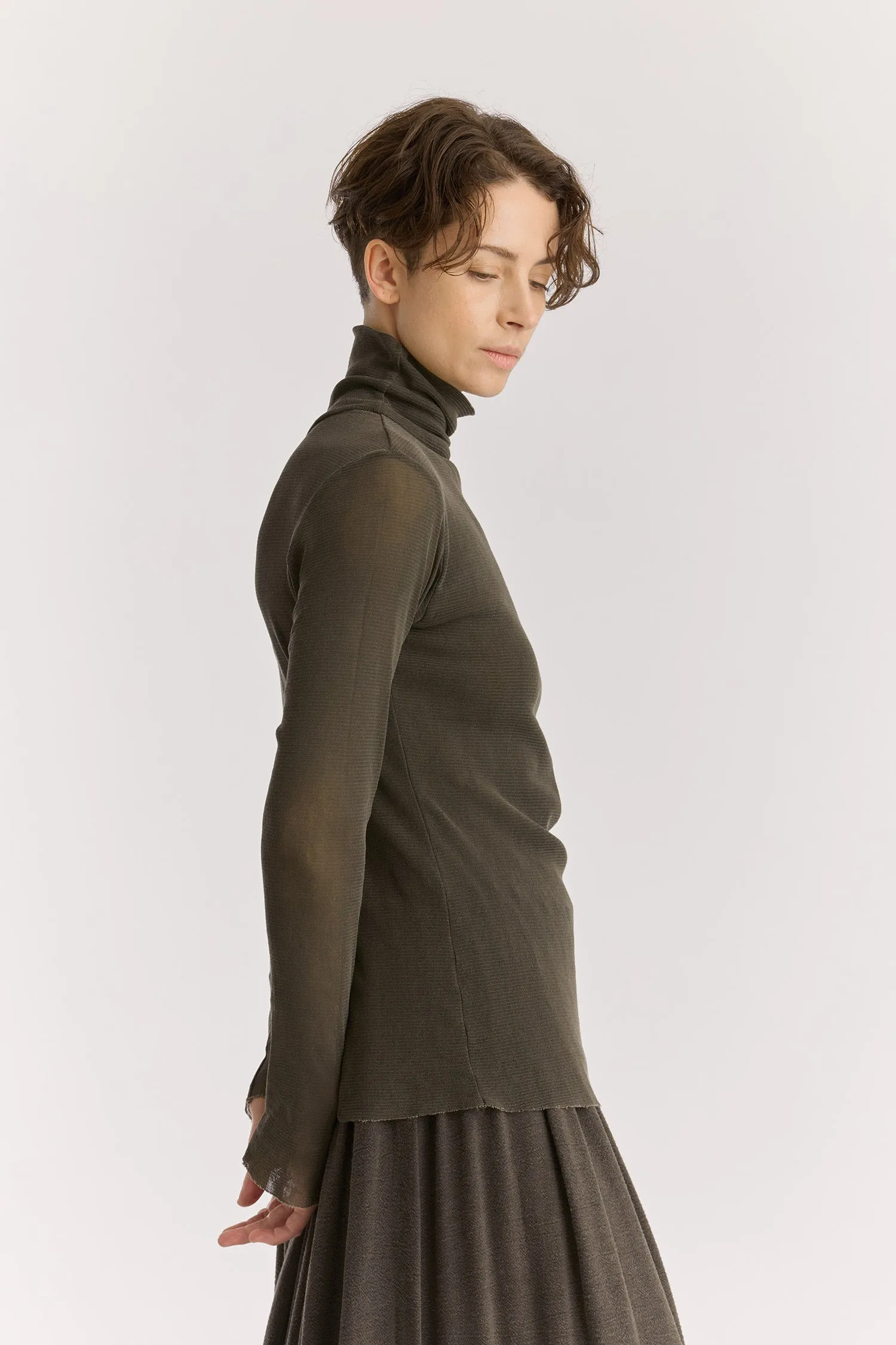 DOUBLE MESH TURTLENECK / SLATE / MC-TN04 sold by Black Crane product image thumbnail 3